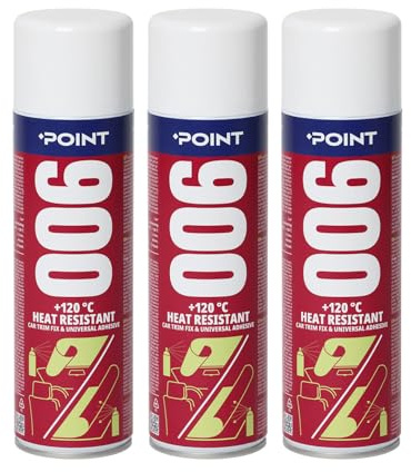 Point 006 Sprühkleber - hitzebeständig bis 120°C, Extra stark Sprühkleber für Dachhimmel, Schaumstoff, Fahrzeugausbau & vielseitige Anwendungen – 3 x 500 ml für 2 m² Fläche