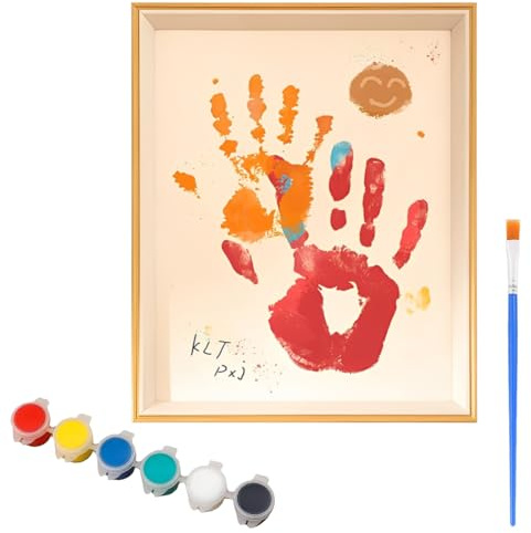 THQAE Cornice per Impronte Mani Famiglia, Kit per Impronte Neonato, Cornice con Impronta Della Mano di Coppia, Ricordo Personalizzato Fai Da Te per Neonati, Coppie e Genitori, Eventi Familiari