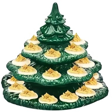 Genérico Soporte para huevos rellenos de 4 capas, plato para huevos rellenos con forma de árbol de Navidad de 26 agujeros, bandejas reutilizables para huevosrellenos para decoración del hogar