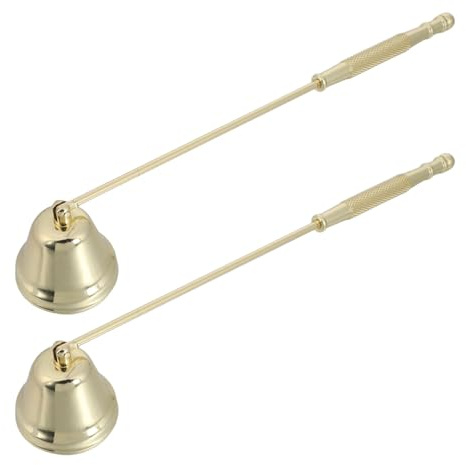 NUOBESTY 2pièces Extincteur de Bougie Forme de Cloche Outil Entretien Fer Accessoire Doré pour Éteindre Les Bougies sans Fumée pour Noël et Fêtes de Fin Année