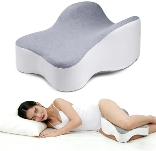 Fouvin Kniekissen für Seitenschläfer, Ergonomisches Kniekissen zum Schlafen unterstützt Oberschenkel & Knie, Memory-Schaum Beinkissen mit Abnehmbarem Waschbarem Bezug