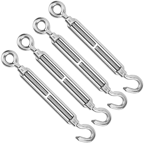 Yctze 4 Stück M10 Edelstahl-Hakenösen-Spannschloss-Rigging-Schraube, Werkzeug für den Marine- und Außenbereich