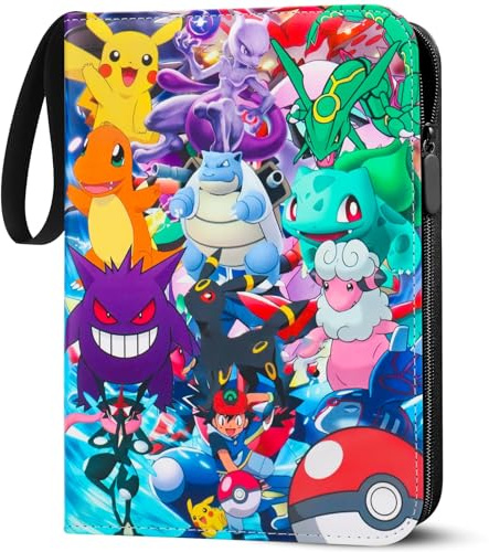 Sammelkarten Album for pokemon - 400 Karten Kapazität Sammelalbum Order | 50 Doppelseitig,4 Taschen/Seite,Wasserdicht Hefter,PU-Leder,mit Reißverschluss,perfekt für Sammler