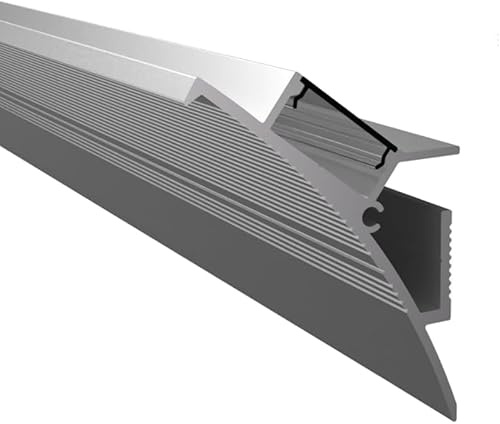 ledomec 2m LED ALU Profil Wand Leiste Schiene WALLE-15 für Led Streifen indirekt Einputz (2m Profil inkl. Abdeckung Milchig)