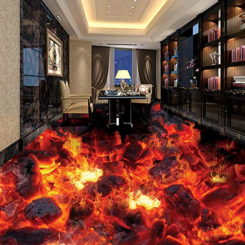 Benutzerdefinierte Wandtapete Moderne Feuer Flamme 3D Bodenfliesen Aufkleber Wohnzimmer Studie PVC Wasserdicht Tragen 3D Bodenbelag Tapete Roll-150 * 105cm