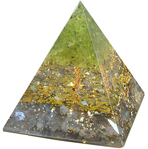 Nupuyai Baum des Lebens Kristallpyramide Edelstein Reiki Heilstein Deko | 6 cm Labradorit-Steinpyramide, Energiestein, Schutz&Meditation, Chakra-Balance, Feng Shui, Wohn- und Bürodekoration