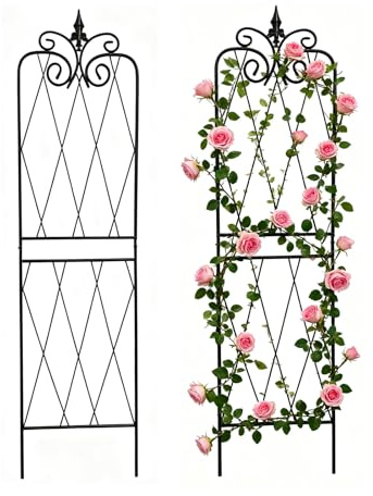 SCENDOR GARDEN Garten Rankgitter für Kletterpflanzen 150CM x 38CM Rostfreies Metall Rankgitter für Kletterpflanzen im Freien, 2 Stück