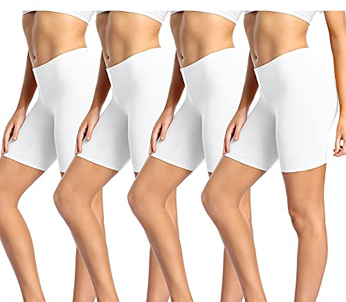 wirarpa Dam bomull pojke shorts underkläder anti-skavning mjuk motorcykel kort plus pojke shorts trosor 4-pack, Vit-4-pack, M
