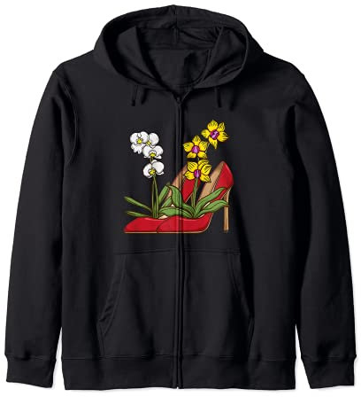 High Heel Shoe Lover Women Plants Florist Women Orchid Zip Hoodie