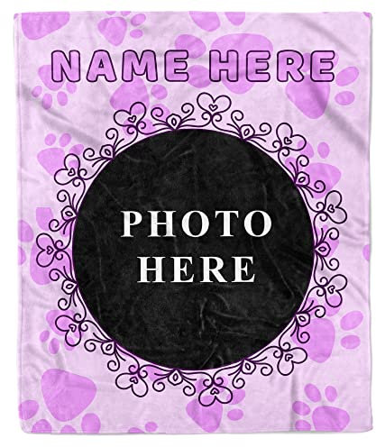 Personalisierte Hunde-Gedenkdecke mit Namen, Überwurf, Fleece, individuelles Haustierbild, Erinnerungsgeschenk, Katzendecken für Katzen, individuelle Decken mit Fotos, Hundeliebhaber (rosa,