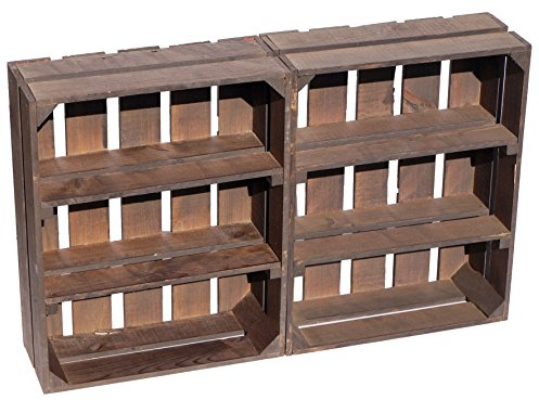 Kistenkolli Altes Land 2er Set flache Regalkiste Gewürzregal Obstkiste Ablagekiste 50x40x15cm Obstkisten Weinkisten Wandregal Holzkisten Gewürzständer Gewürzablage Regalsystem (Wilma dunkel)