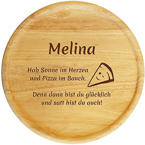Sterngraf Pizzateller mit Gravur (Namen) personalisiertes Holz Pizzabrett 32cm - Geschenkidee zum Geburtstag, Jahrestag Geschenk Dankeschön, Spruch Motiv P25 Sonne
