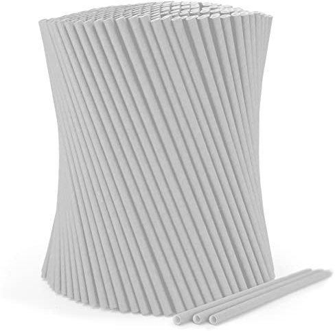 wisefood Lot de 500 pailles en papier blanches Ø 6 mm x 20 cm, sans PLA/PE, pailles jetables biodégradables en papier solide