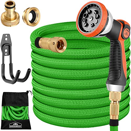 GARDEBRUK® Garden Hose Pipe | Expandable Garden Hose Flexible Hosepipe with Hose Pipe Spray Gun & Connector for Jet Wash, Car Cleaning, Pressure Washers, Patio Cleaner & Garden Tools | 30m | Green