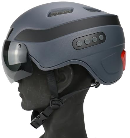 Verbesserter 1080P HD integrierter Aufnahmekamera-Helm mit Bluetooth-Anruf, intelligenter automatischer Induktionswarnleuchte, abnehmbarem Magnetvisier, Blinker-Rücklicht (Schwarz)