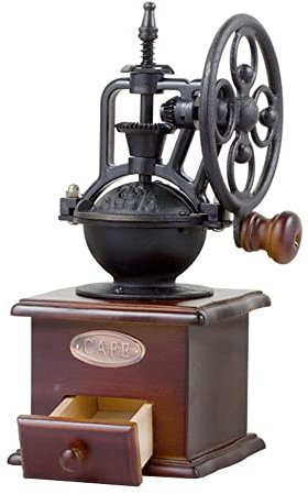 Macinacaffè manuale, macinacaffè a manovella in stile vintage, macinino da caffè classico, macinino per fagioli, mulino a rullo in ghisa, macinazione regolabile di spessore