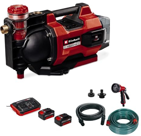 Einhell automatische Akku-Gartenpumpe AQUINNA 36/38 F LED AUTOMATIC Power X-Change (36 V, max. 3800 L/h, max. 37 m Förderhöhe, ECO/Boost, Vorfilter, inkl. 4,0 Ah Akku, Ladegerät, 5-tlg. Zubehör-Set)