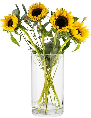 TREND FOR HOME Bodenvase Groß 29 cm Glasvase Zylinder Glasvase Groß Vase für Osterstrauch Klarglas Bodenvase für Pampasgras Transparent Rund Modern Glaszylinder, 4900 ml, Ø 15.8 cm, Magnolia