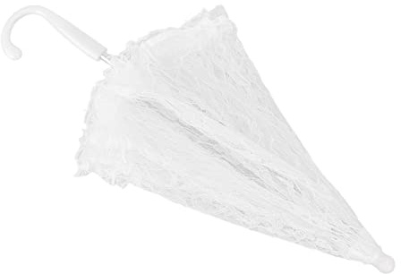 KIMISS Spitzenregenschirm - Weißer Spitzenregenschirm für Hochzeiten & Bühnenauftritte