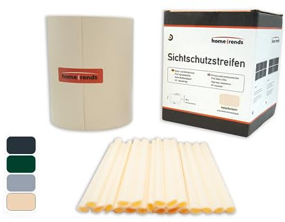 home Trends Strisce frangivista in PVC, con clip di montaggio, per recinzioni, balcone, frangivista per giardino, protezione da sguardi indiscreti (beige, 50 m x 19 cm)