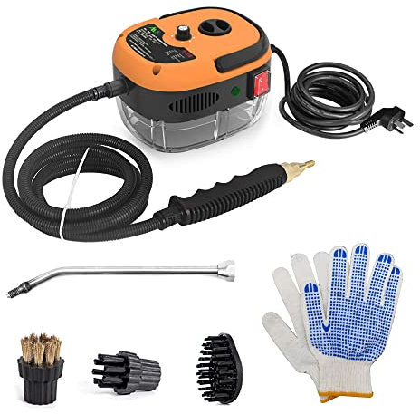 Decdeal Steam Cleaners, 2500W Portable Handheld Steam Cleaner High Temperature Pressurized Steam Cleaning Machine with Brush Heads and Gloves for Kitchen Bathroom Car