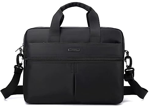 zhongningyifeng Laptopväska 14 tum, smal datorväska för män kvinnor, kuriraxelväska, lätt kontorsarbete affärsväska, Svart