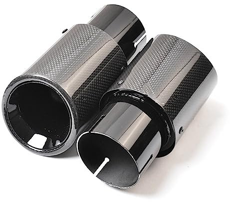 Auto Auspuff 1 Stück Setrs Auto Glänzend Schwarz Abgeschrägte Kante Auspuffrohr Lockige Faser Carbon Schalldämpferspitze Auspuffrohr Heckkehle (Farbe : In 67 Out 100 mm)