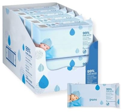 PaMeer Pure Water Baby Wipes, Free Wet Wipes for Sensitive-Skin, 99 Percent Pure Water Wet Wipes, Baby Wipes, Baby Wet Pure Extra Care Wipes - 56's x10
