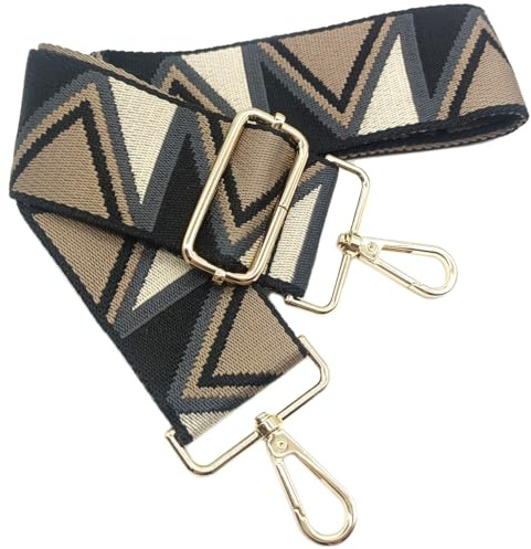 Tracolla Larga 5cm per Borse Donna Cinghia Larga Regolabile Khaki Nero Grigio, 80-130cm Cinghia Larga con Gold Moschettone, Durevole per Crossbody Borsa, Chitarra, Borse Moderne Accessori, 918
