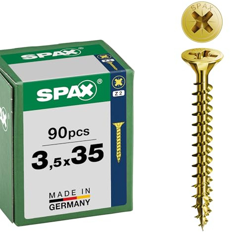 SPAX Universalschraube 3,5 x 35 mm, 90 St., Senkkopf Z2, Vollgewinde, YELLOX