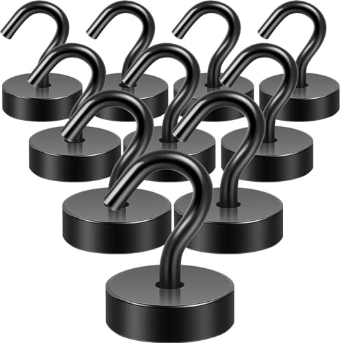 Neosmuk Magnetic Hooks Steel Tube Design for Cruise,40lb+ Black,10 Pack