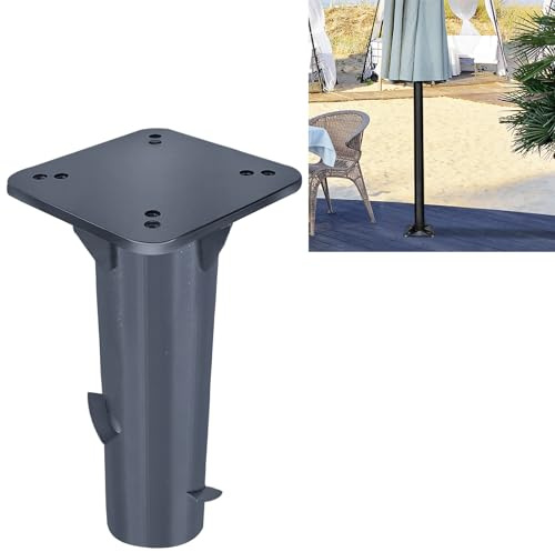 YUENFONG Metall Bodenplatte Universal Schirmständer Sonnenschirmständer, Bodenhülse Sonnenschirm Bodenanker für Gartenschirm Sonnenschirm, Dunkelgrau