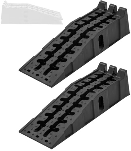 KATSU Tools Plastic Car Ramps 2 Pack, Stackable, Heavy Duty 7 Ton Capacity