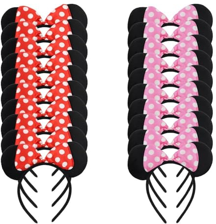 Sarini 20 Pack Mouse Costume Deluxe Fabric Ears Headband Boys Girls Birthday Shower Party Favors Decorations