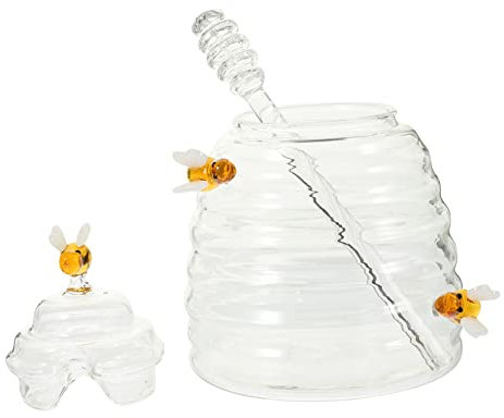 Garneck Glas Honigtopf Transparent Haushalt Siruptopf Mit Löffel Vorratsglas Für Trockene Lebensmittel Teedose Bonbonglas Aufbewahrungsbehälter