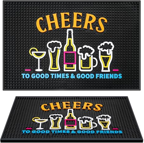 Preboun Bar Mat 12 x 18 Inch with Fluorescent Pattern Thick Rubber Non Slip Spill Mats Countertop Entertaining Vibrant Bar Mat for Coffee Station Kitchen Restaurant