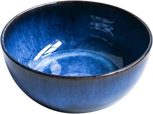 LIUBOOZ Ensaladera de cerámica Japonesa Grande, Cuencos de Sopa Azules únicos, vajilla Decorativa Cuencos de Fideos Frutero