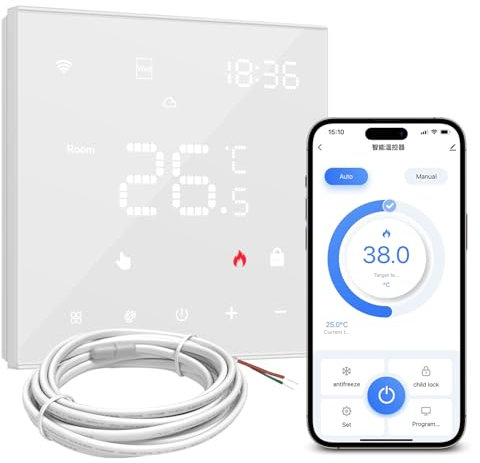 Termostato intelligente WiFi per riscaldamento a pavimento ad acqua e caldaia a gas, termostato ambiente programmabile, supporto Alexa, controllo vocale Google Home e telecomando App Smart Life (WiFi