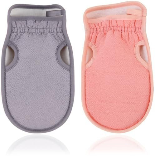 KOLZEMV 2 Pezzi Guanto Esfoliante Corpo, spugne doccia, Guanto Esfoliante, Guanto di Crine, Esfoliante Scrub Corpo, Exfoliating Scrub Gloves, Spugne Doccia, Spugna Bagno Esfoliante Luffa Peeling