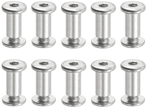 PATIKIL Tornillos Hexagonales de Chicago 10 Kit Tornillos de Unión M6 x 15 mm Tornillo de Cabeza Hexagonal con Tuerca para Cinturón Muebles Plateado