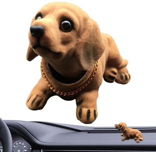 Kioriur Bassotto a Testa Mobile, Cane che Scuote la Testa per Auto - Cane che annuisce Scuotendo la Testa, Giocattolo - Ornamento da scrivania,