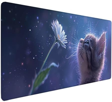 Hard Gaming Mouse Pad, Optimised for Gaming Sensors, Desk Protector Mat blue flower Low Surface Friction, Non-Slip Mouse Mat, Mac and PC Gaming Accessories, 700x300x3mm 0-R