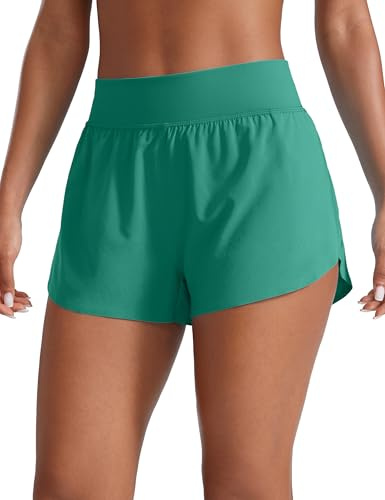 CRZ YOGA Pantalones Correr Cintura Alta Abertura 7cm | Forro Malla, Bajo Delfín, Costura Elevada, Secado Rápido, Ligero, para Mujer
