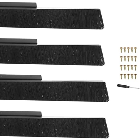 PATIKIL 4 Juegos Escobilla Para Puerta Con Cerdas De 2.76 X 39.37 Soporte | De Largo, En Forma De H, De Aleación De Aluminio, Para Sellar La Parte Inferior De La Puerta, Barrera Contra El