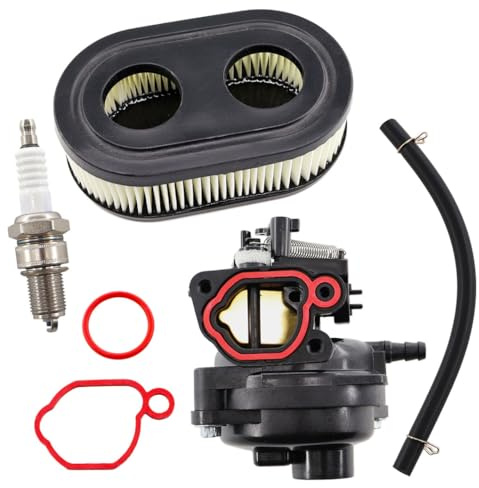 MCHNIC Carburateur avec Filtre à air Bougie d'allumage pour Briggs & Stratton 550EX 625EX 675EX 675IS 725EXI 09P702 OHV moteur 163cc tondeuse à gazon Remplace 799584 594058