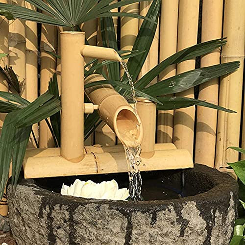 Garden Decoration,Bamboo Water Feature Fountain With Pump Rocking Garden Backyard Pond Decoration ()