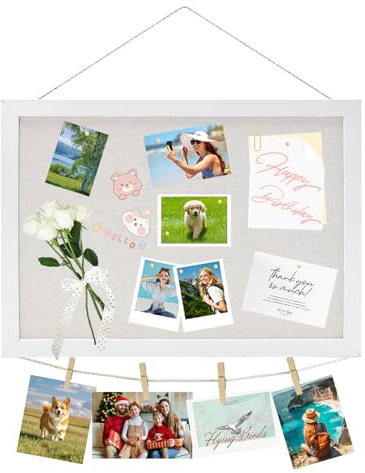 Aolkee Pin Board Cork Board 28cm X 42cm, Corkboard Pinboard for Wall, 1pack Notice Vision Boards with Linen Double-Sided for Bedrooms Home Offices