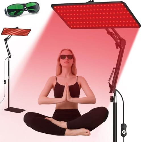 Red Light Therapy Lamp for Face & Body – 120 LEDs Infrared Light Panel 660nm 850nm 940nm with Adjustable Stand & Protective Glasses, Ideal Wellness Gift for Parents, Partners & Home Use