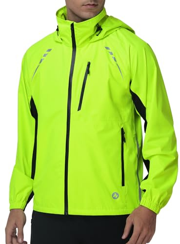 Nepest Veste de cyclisme imperméable pour homme – Protection contre la pluie 10K H2O + respirabilité 5K – 6 poches – Réfléchissante, UPF50+, manteau coupe-vent pour VTT, course et randonnée