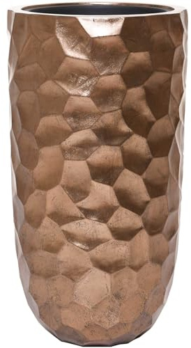 VIVANNO Pflanzkübel Amolar 41x75 cm - Pflanzgefäß Fiberglas Bronze Metallic | Moderner XXL Blumentopf Hoch mit Einsatz für Innen & Außen - Schicke Dekovase, Bodenvase & Standvase in Edler Optik